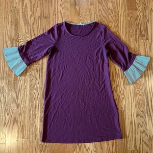 Pleione | maroon dress with stripe bell sleeves 👗 size medium